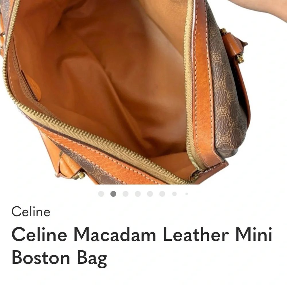 💯 Authentic Italy certified Céline Vintage Macadam Wristlet Pouch Brown Leather